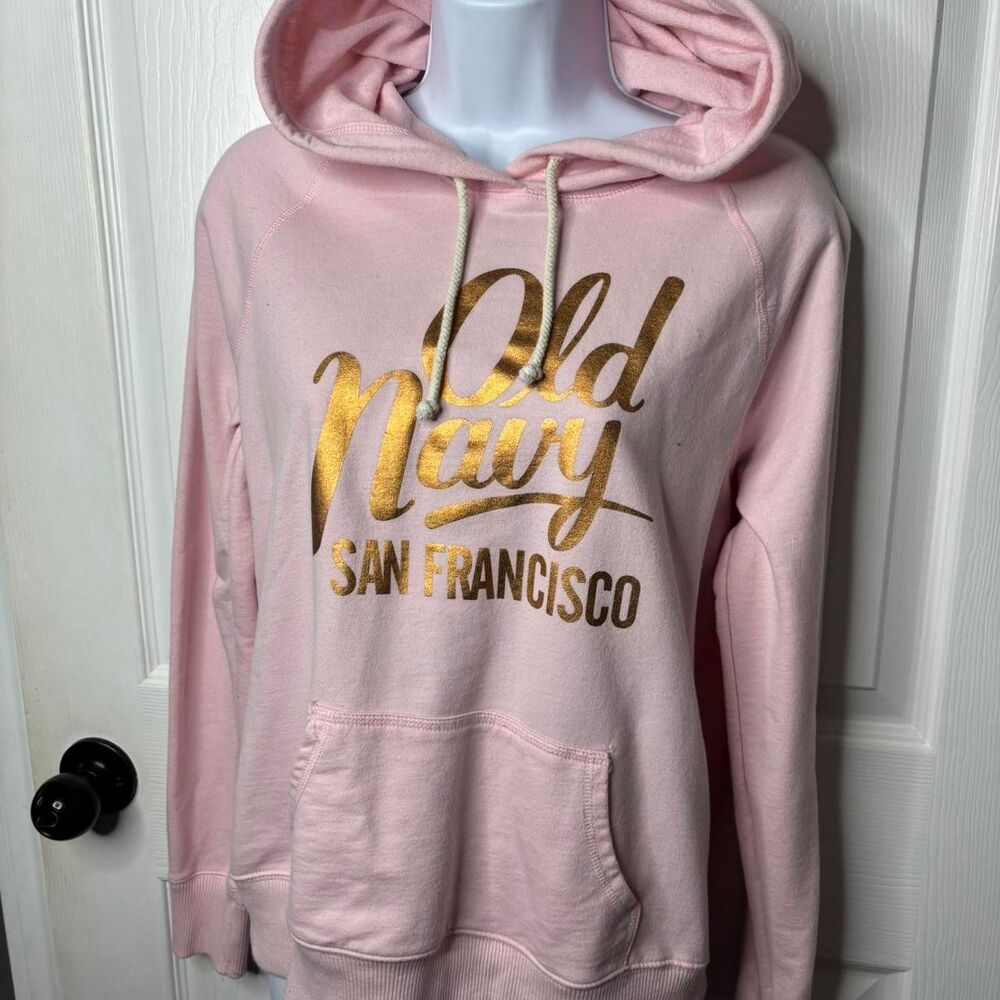 Old Navy L Pink Gold Graphic Hoodie San Francisco 2010s Pullover